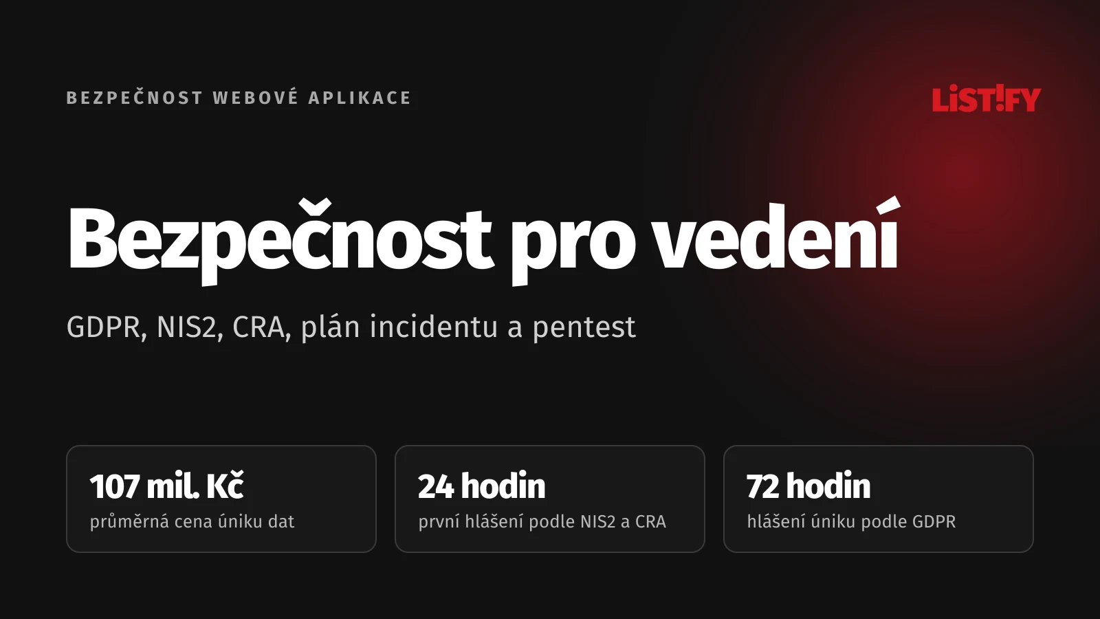 Obálka článku Bezpečnost pro vedení: únik dat stojí průměrně 107 mil. Kč, první hlášení podle NIS2 a CRA do 24 hodin, podle GDPR do 72 hodin