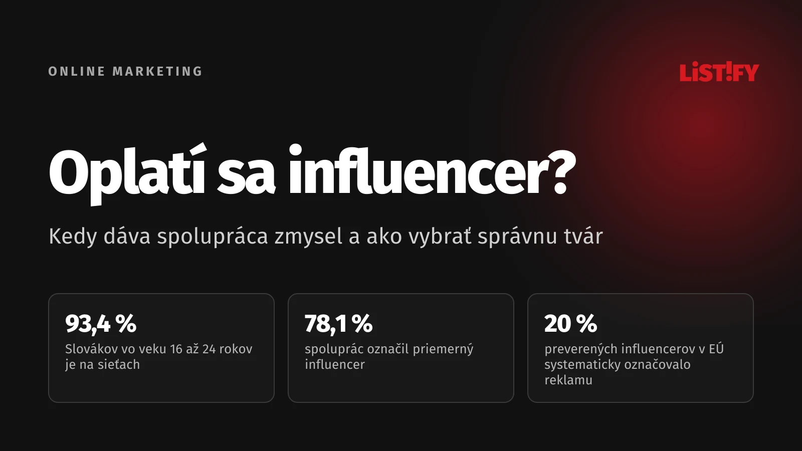 Obálka: Oplatí sa influencer? 93,4 % Slovákov vo veku 16 až 24 rokov je na sieťach, priemerný influencer označil 78,1 % spoluprác, len 20 % preverených influencerov v EÚ označovalo reklamu