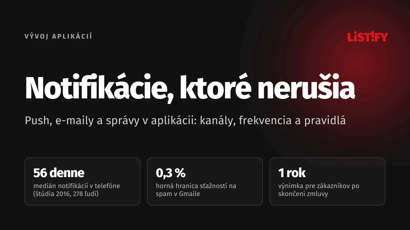 Obálka článku Notifikácie a e-maily v aplikácii: medián 56 notifikácií denne, strop sťažností v Gmaile 0,3 % a výnimka pre zákazníkov len 1 rok po skončení zmluvy