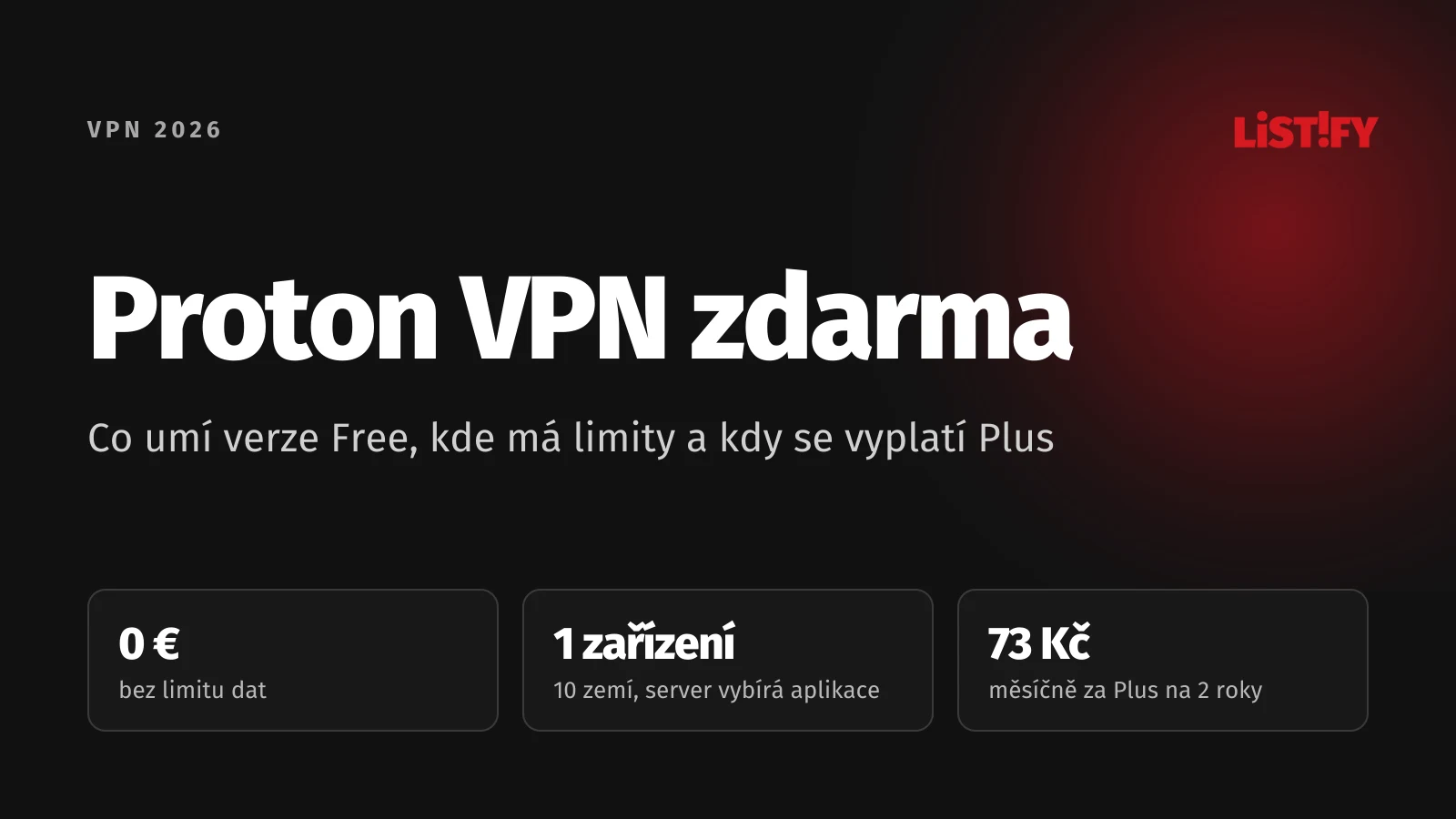Obálka článku Proton VPN zdarma: bez limitu dat, 1 zařízení najednou, servery v 10 zemích, VPN Plus od 73 Kč měsíčně