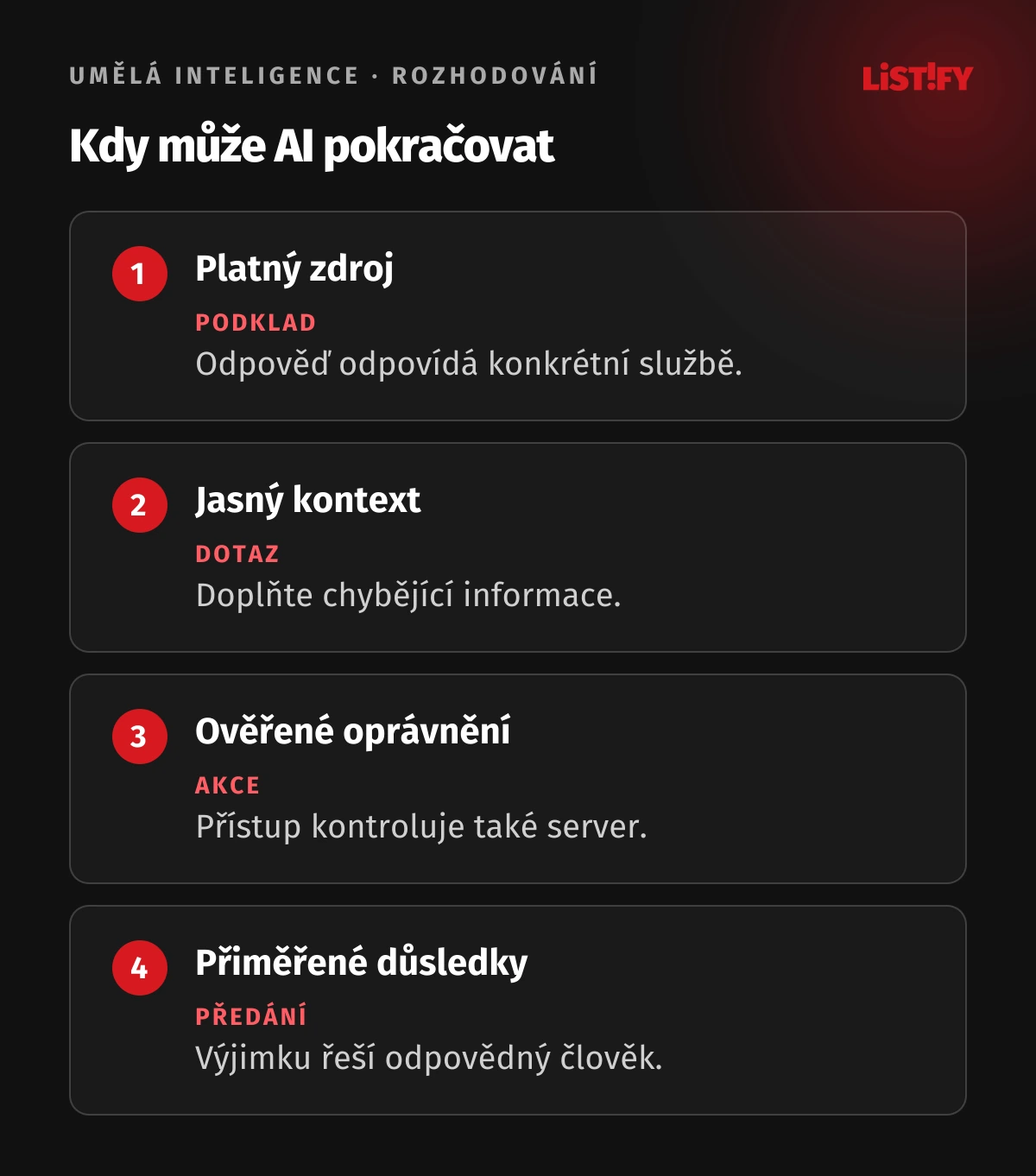 Podmínky automatické odpovědi a předání lidské podpoře