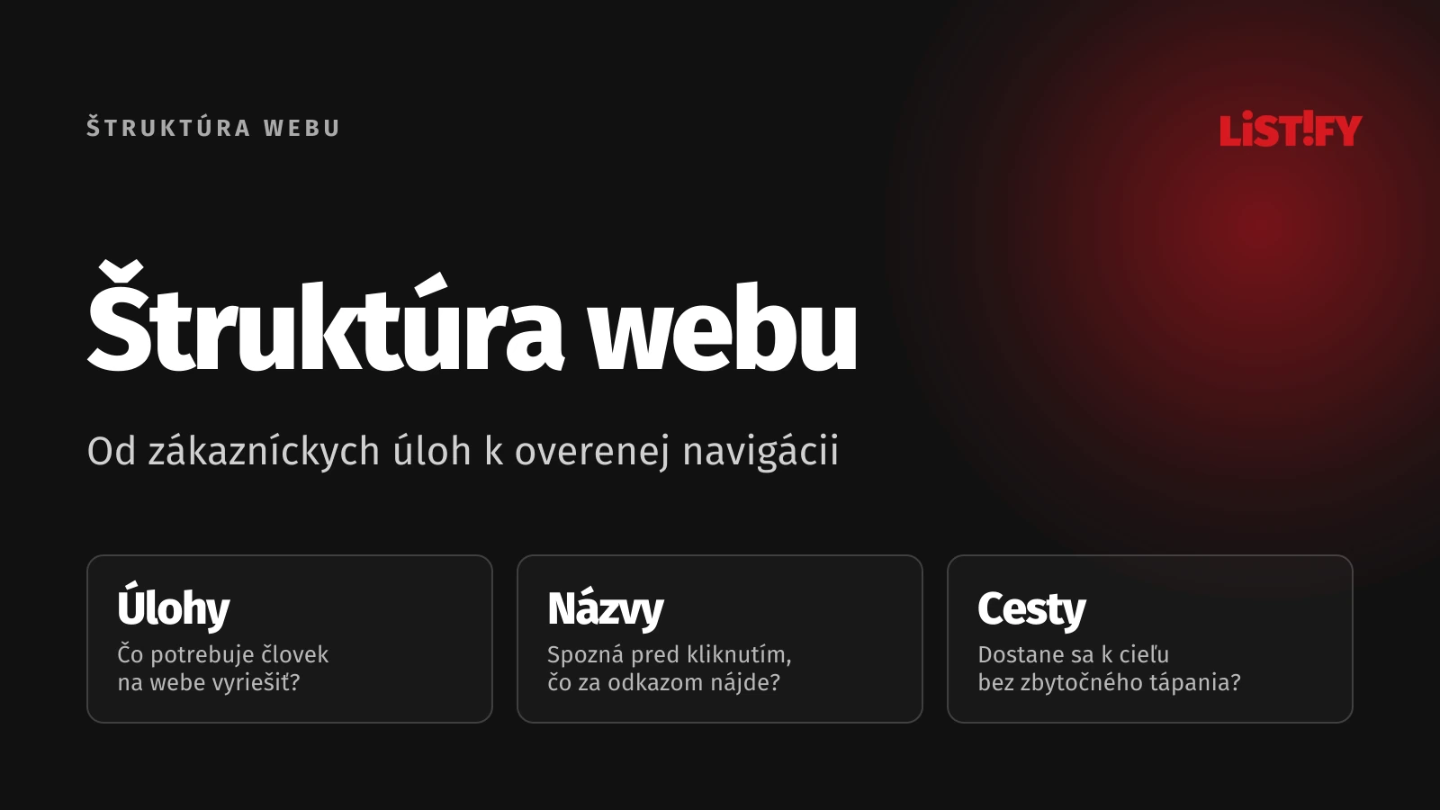 Štruktúra webu: potreby zákazníkov, zrozumiteľné názvy a overené cesty