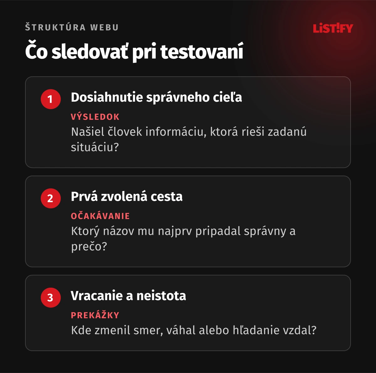 Tri signály testu navigácie: správny cieľ, prvá voľba a vracanie medzi vetvami