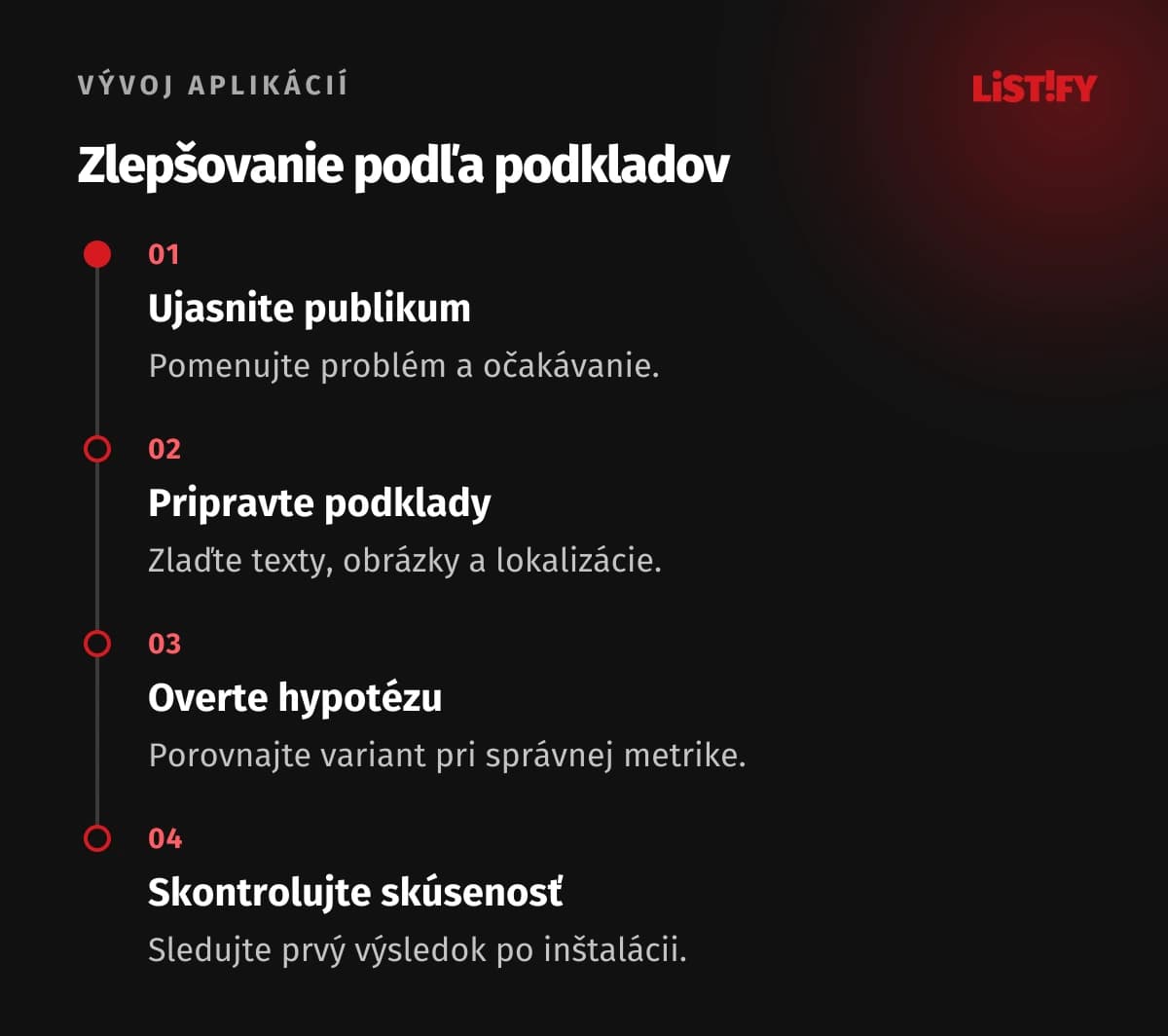 Cyklus ASO od zadania a podkladov po test a kontrolu používania aplikácie.