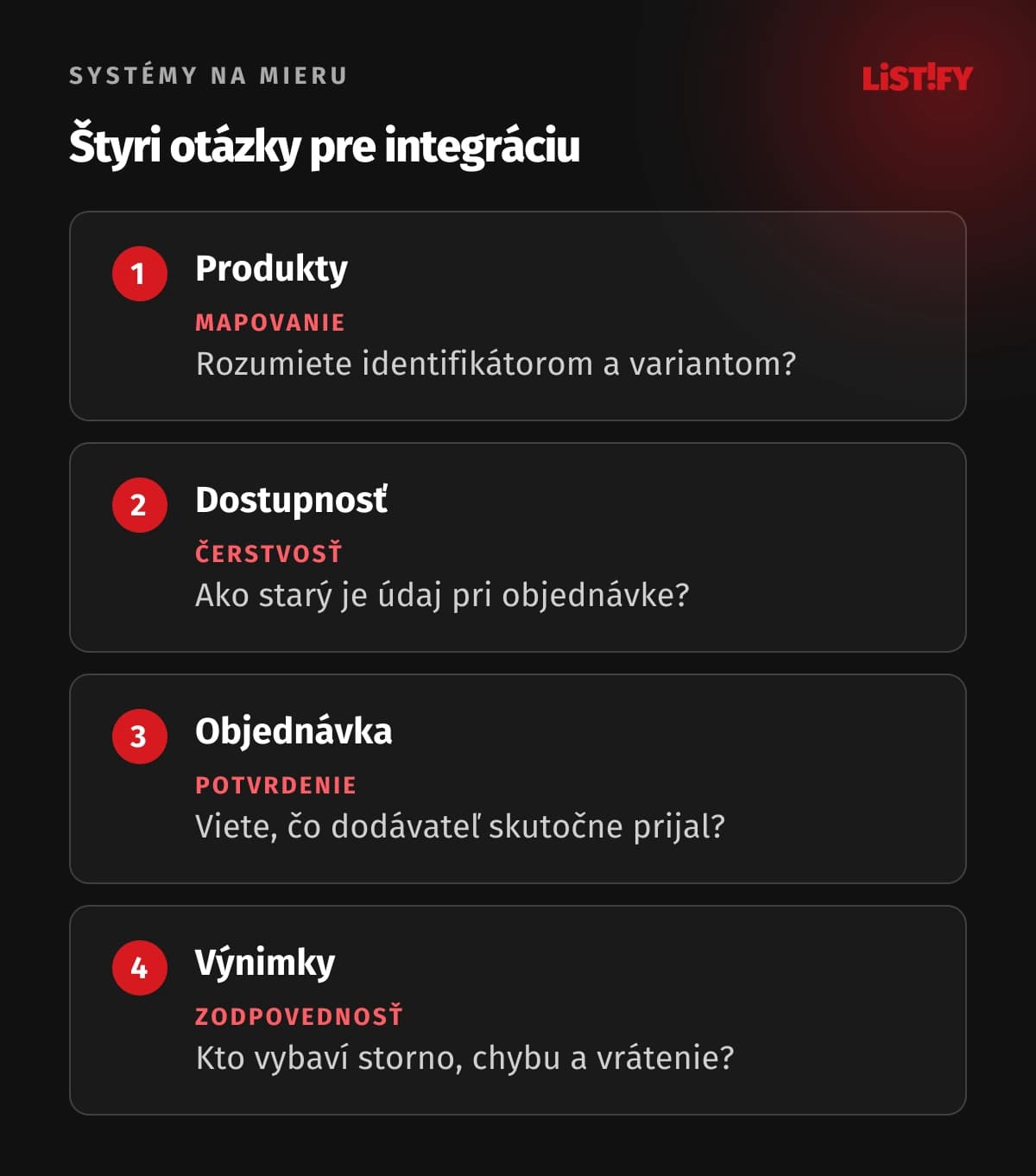 Rozhodovanie o napojení dodávateľa: štruktúra katalógu, čerstvosť skladu, potvrdenie objednávky a riešenie výnimiek.