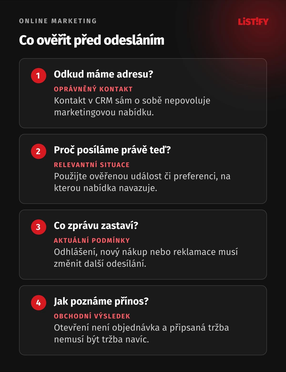 Čtyři rozhodnutí před e-mailovým remarketingem: původ adresy, relevantní situace, zastavení rozesílky a smysluplný výsledek