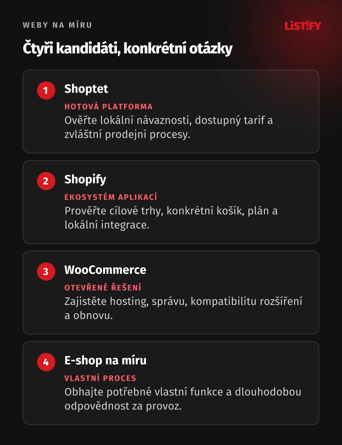 Čtyři směry výběru e-shopu: hotová platforma, ekosystém aplikací, otevřené řešení se správou a vlastní proces