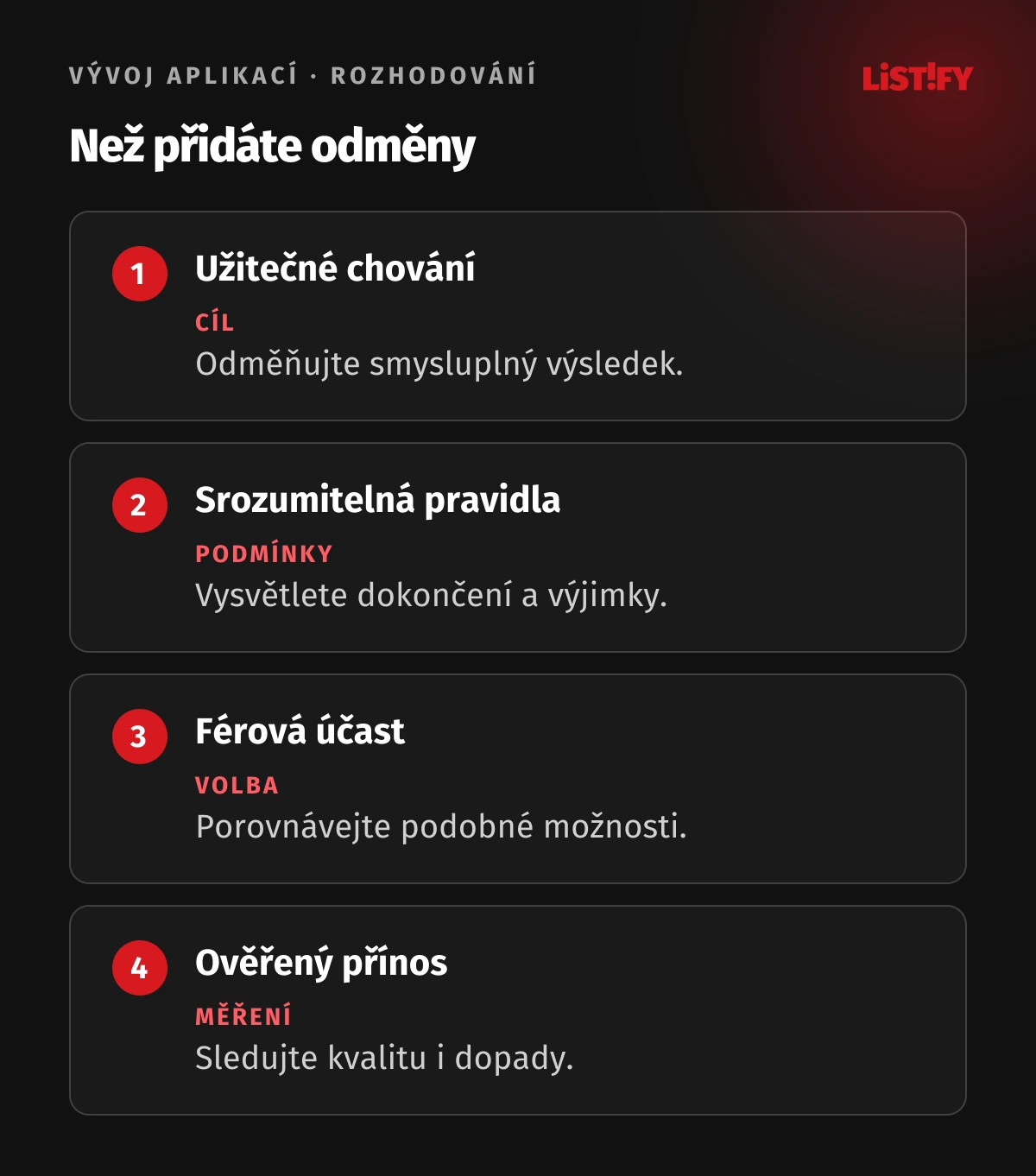 Otázky k užitečnosti, pravidlům, férovosti a výsledku gamifikace