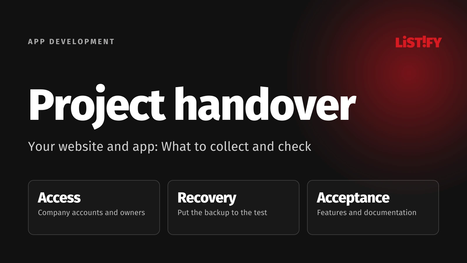 Project handover. Key points from the practical guide.