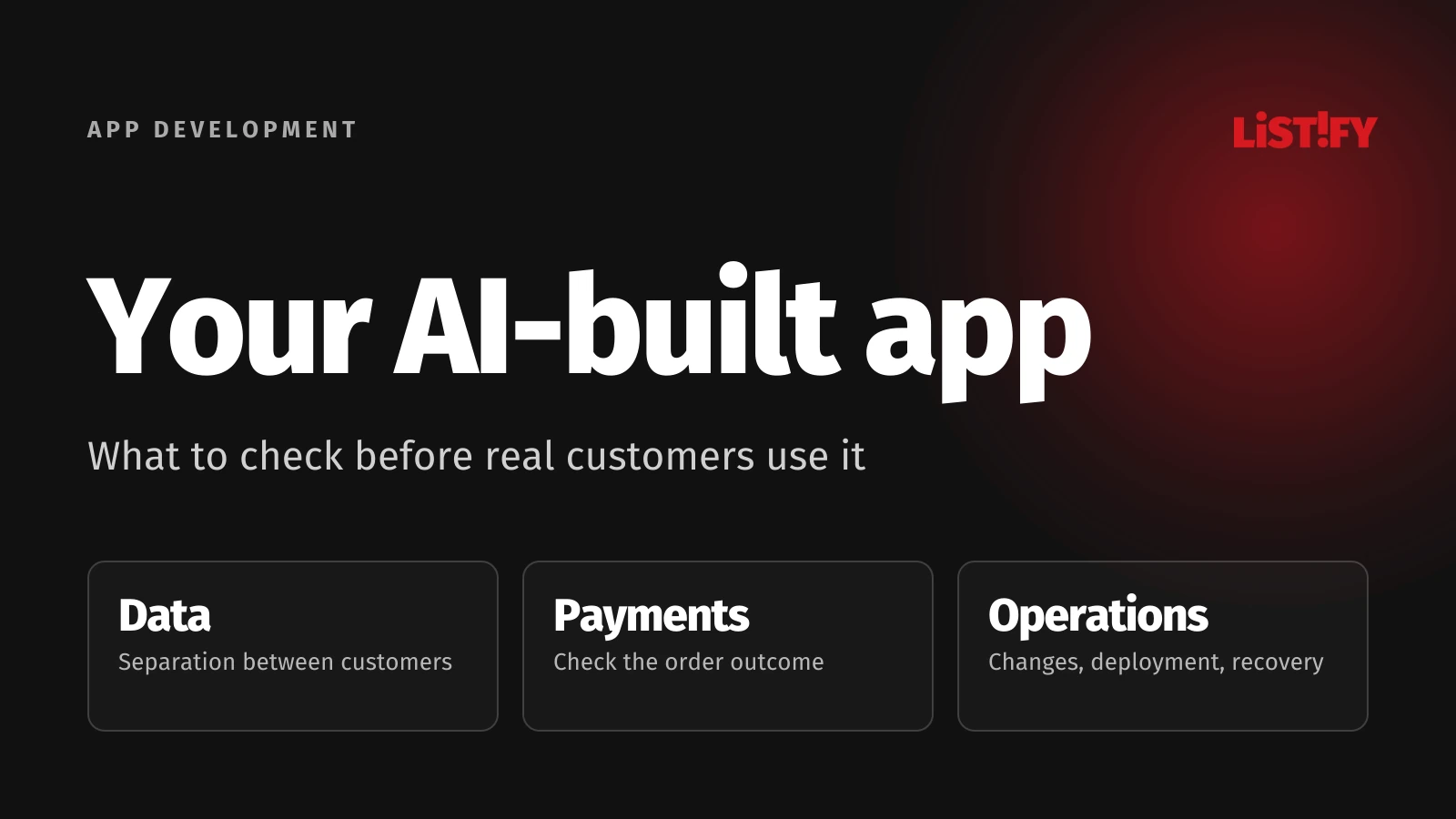 Your AI-built app. Key points from the practical guide.