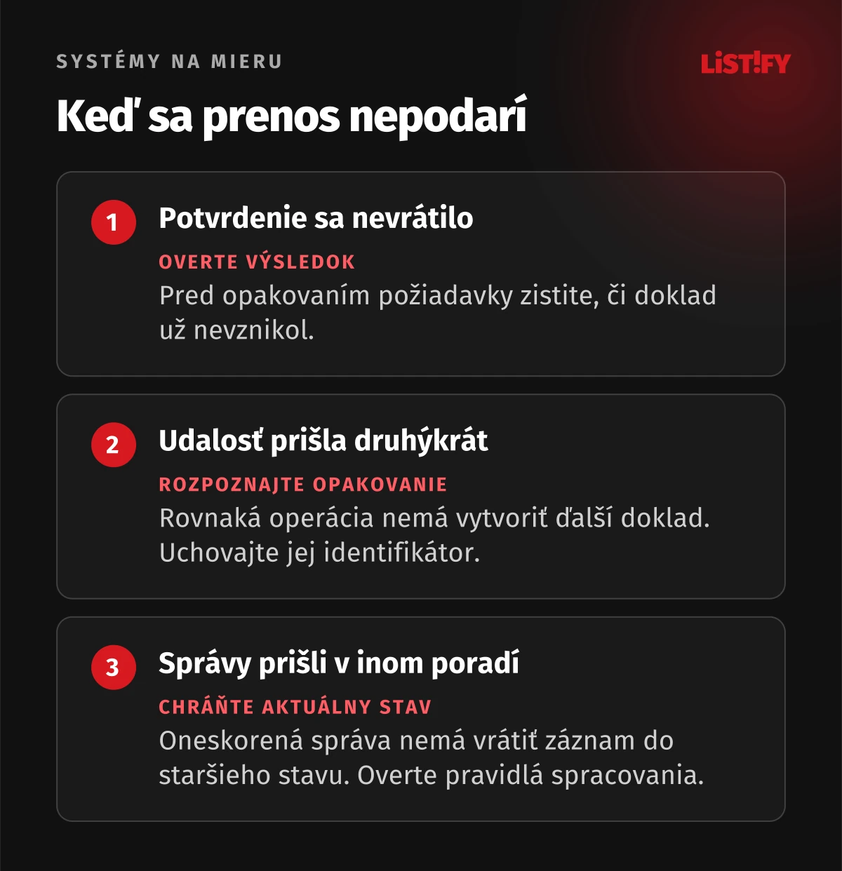 Keď sa prenos nepodarí. Tri situácie, ktoré má prepojenie zvládnuť bez druhej faktúry alebo straty aktuálneho stavu.