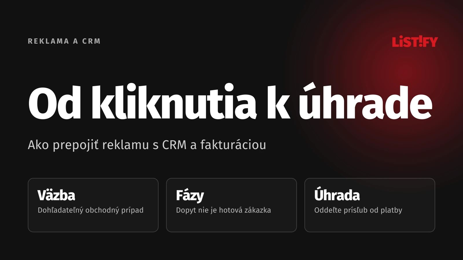 Od kliknutia k úhrade: Prepojenie reklamného zdroja, obchodných fáz a zaplatenej faktúry.