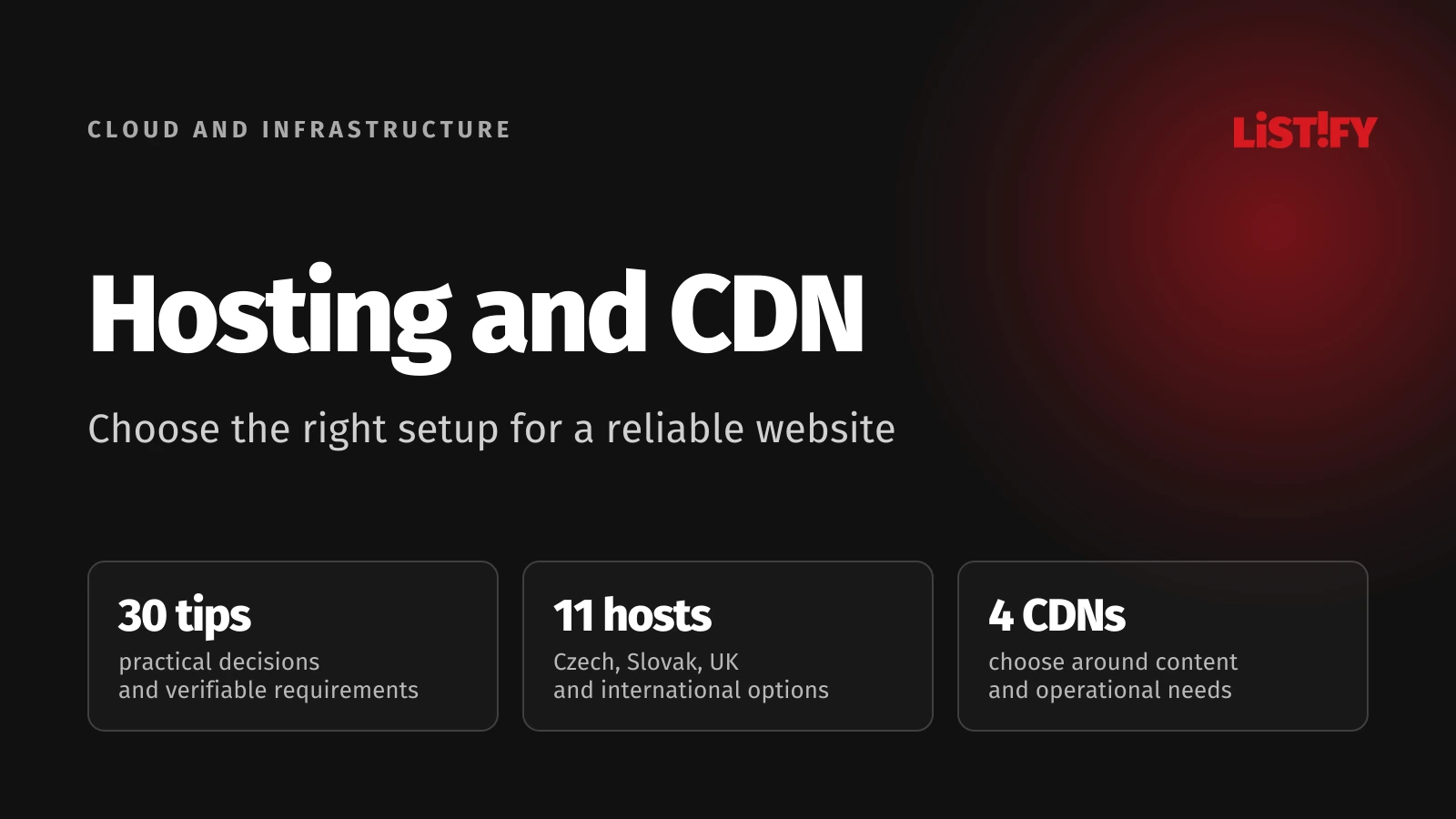 Hosting and CDN: 30 tips, 11 hosts and 4 CDNs to compare around your project.
