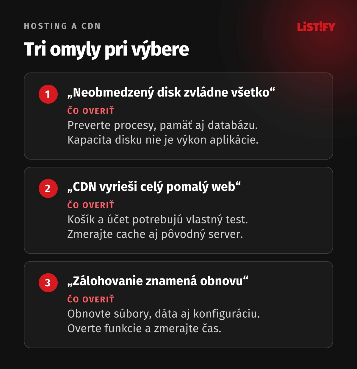 Tri kontroly: Výkonové limity, správna cache a obnova celého projektu.