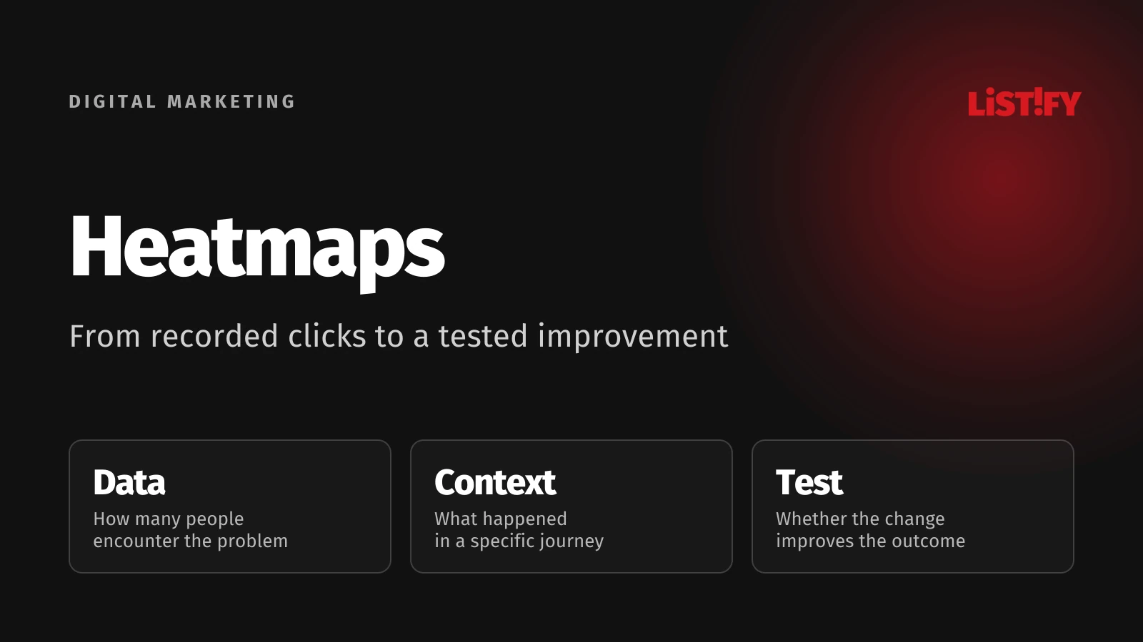Connect heatmaps with data, context and a test of the proposed change.