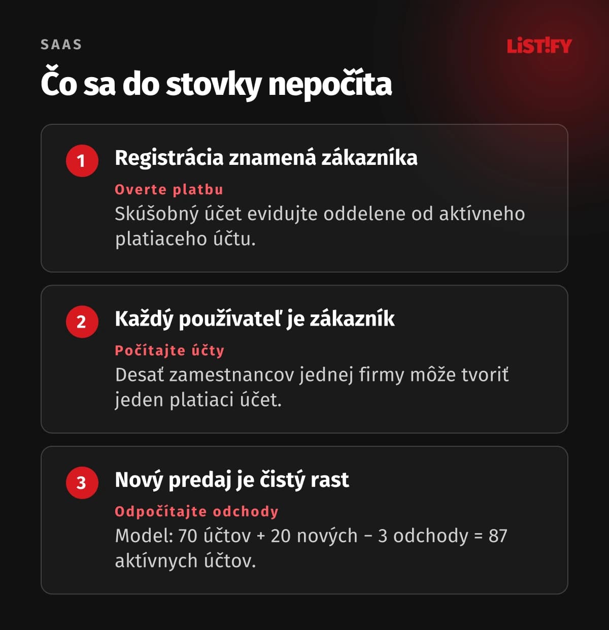 Registrácia nie je platba, používateľ nemusí byť samostatný zákazník a nový predaj nie je čistý rast.
