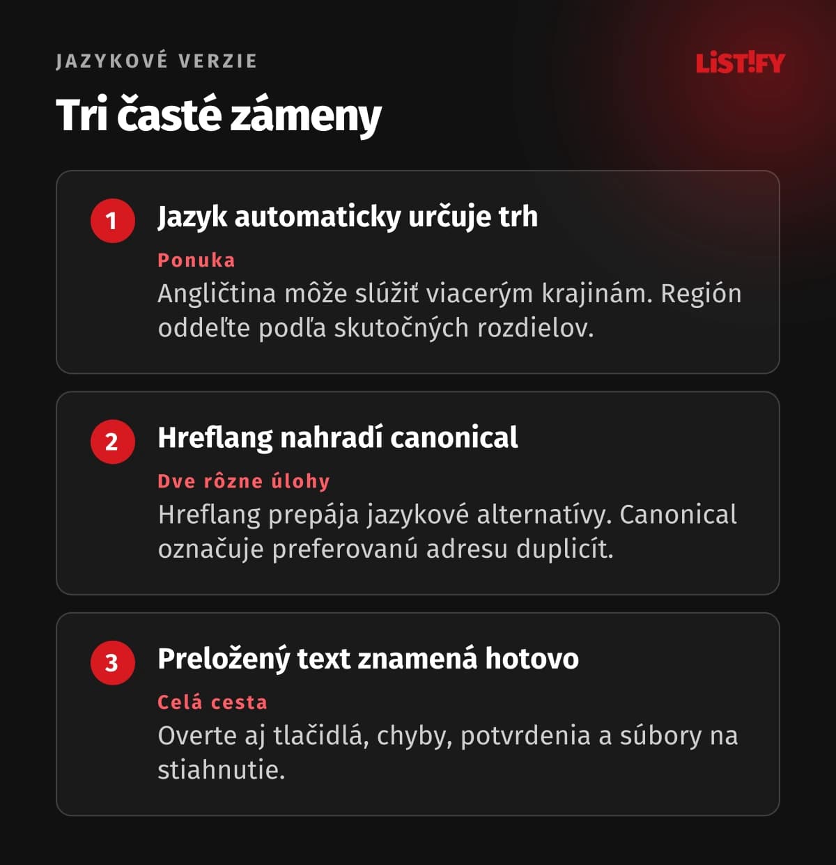 Jazyk nie je krajina, hreflang nie je canonical a preklad textu nie je dokončená jazyková cesta.
