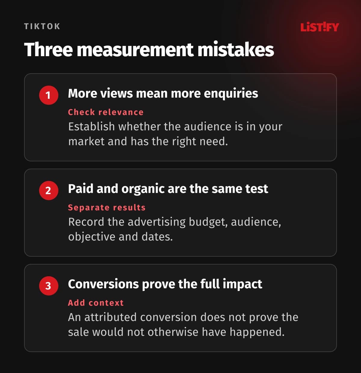 High views differ from relevant interest, paid and organic tests differ, and conversions do not prove causation.