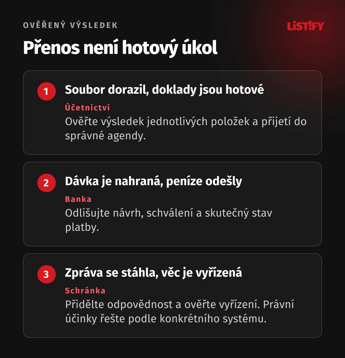 Tři rozdíly mezi přenesením souboru, nahráním platby a stažením zprávy a dokončením skutečného úkolu.