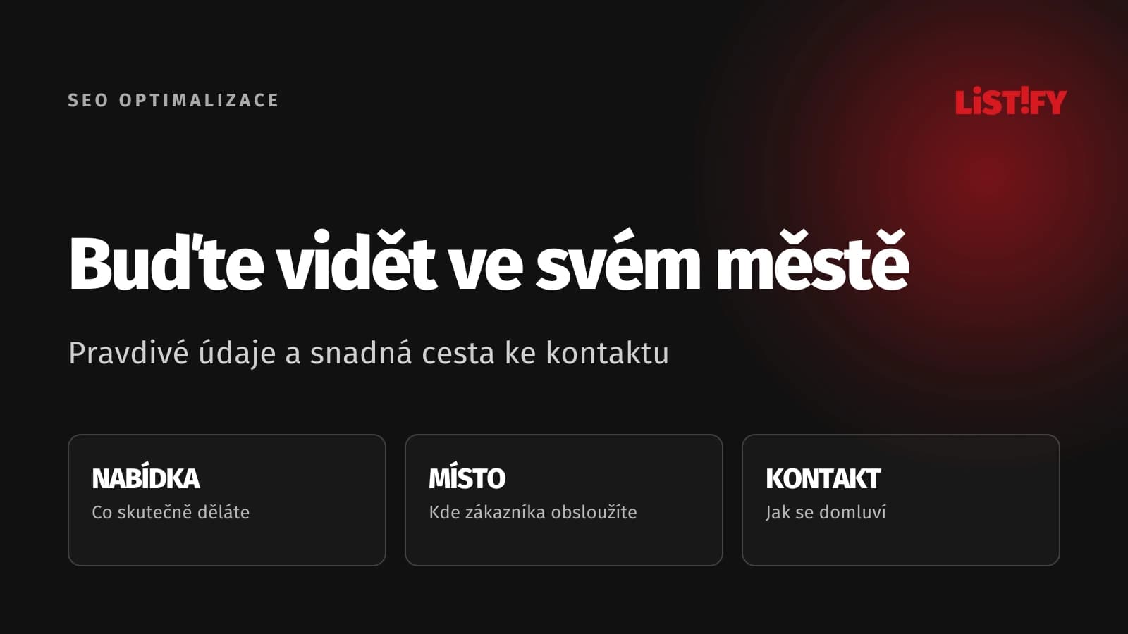 Lokální SEO: nabídka firmy, dostupnost a kontakt