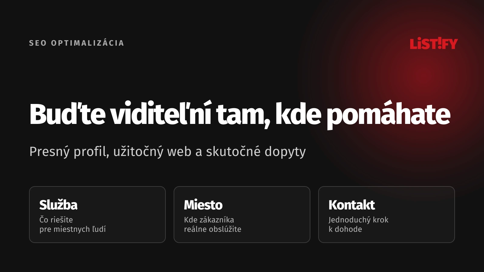 Miestne SEO: relevantná služba, pravdivé miesto a cesta k zákazníckemu dopytu.
