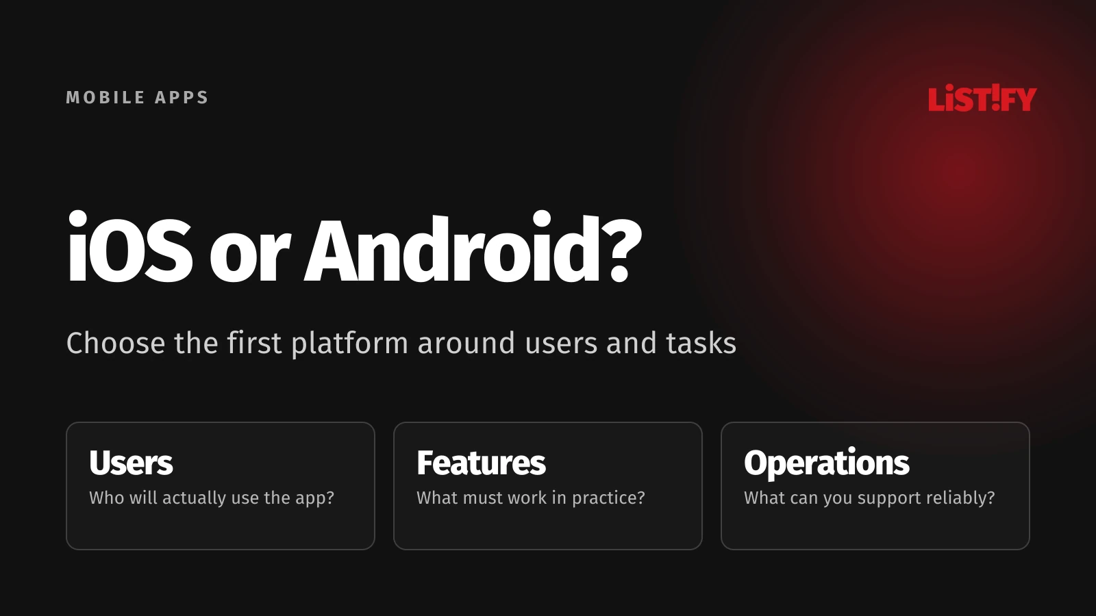The first mobile platform: users, essential features and operations