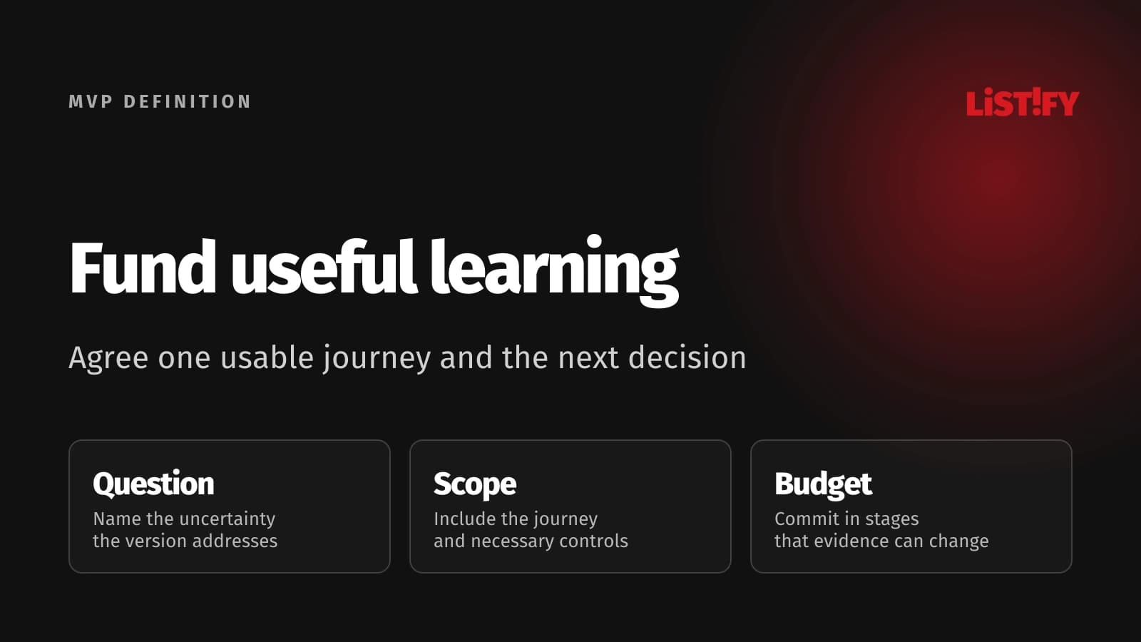 Agree one usable journey and the next decision