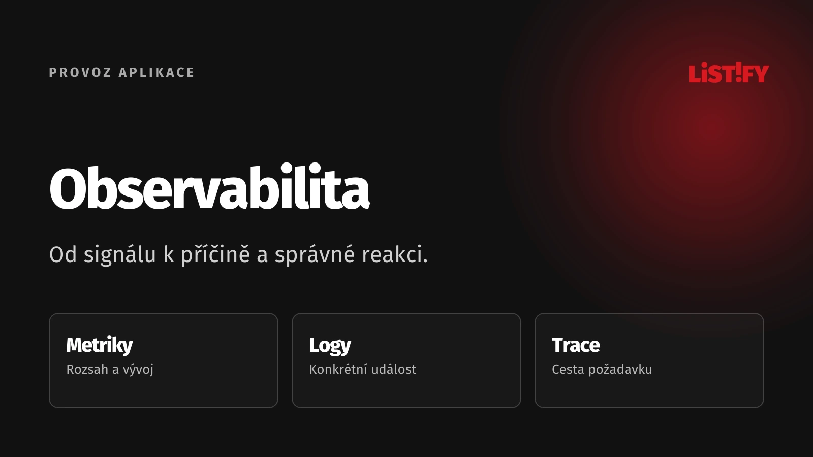 Logování a observabilita: Metriky, logy a trasování: přehled rozhodnutí a postupu