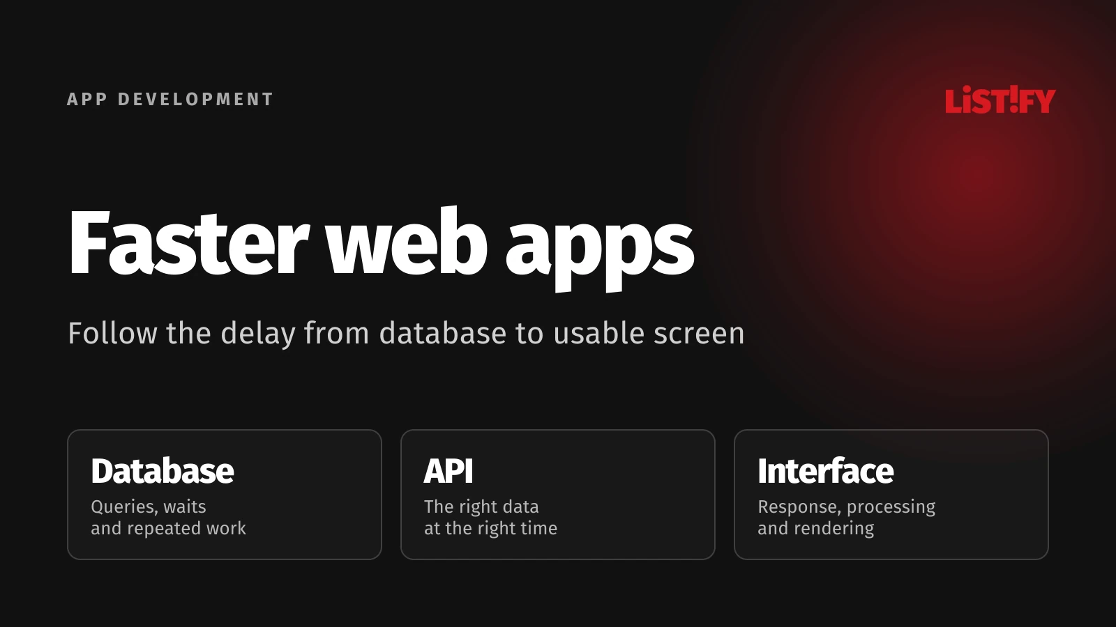 Web application performance: trace the database, API and interface before choosing an optimization.