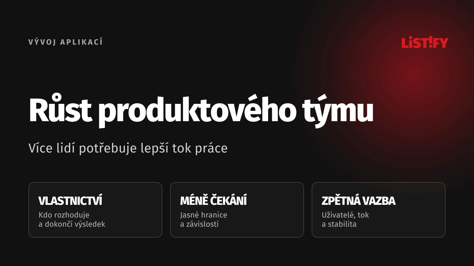 Škálování produktového týmu: jasné vlastnictví, méně čekání a ověřené výsledky pro uživatele