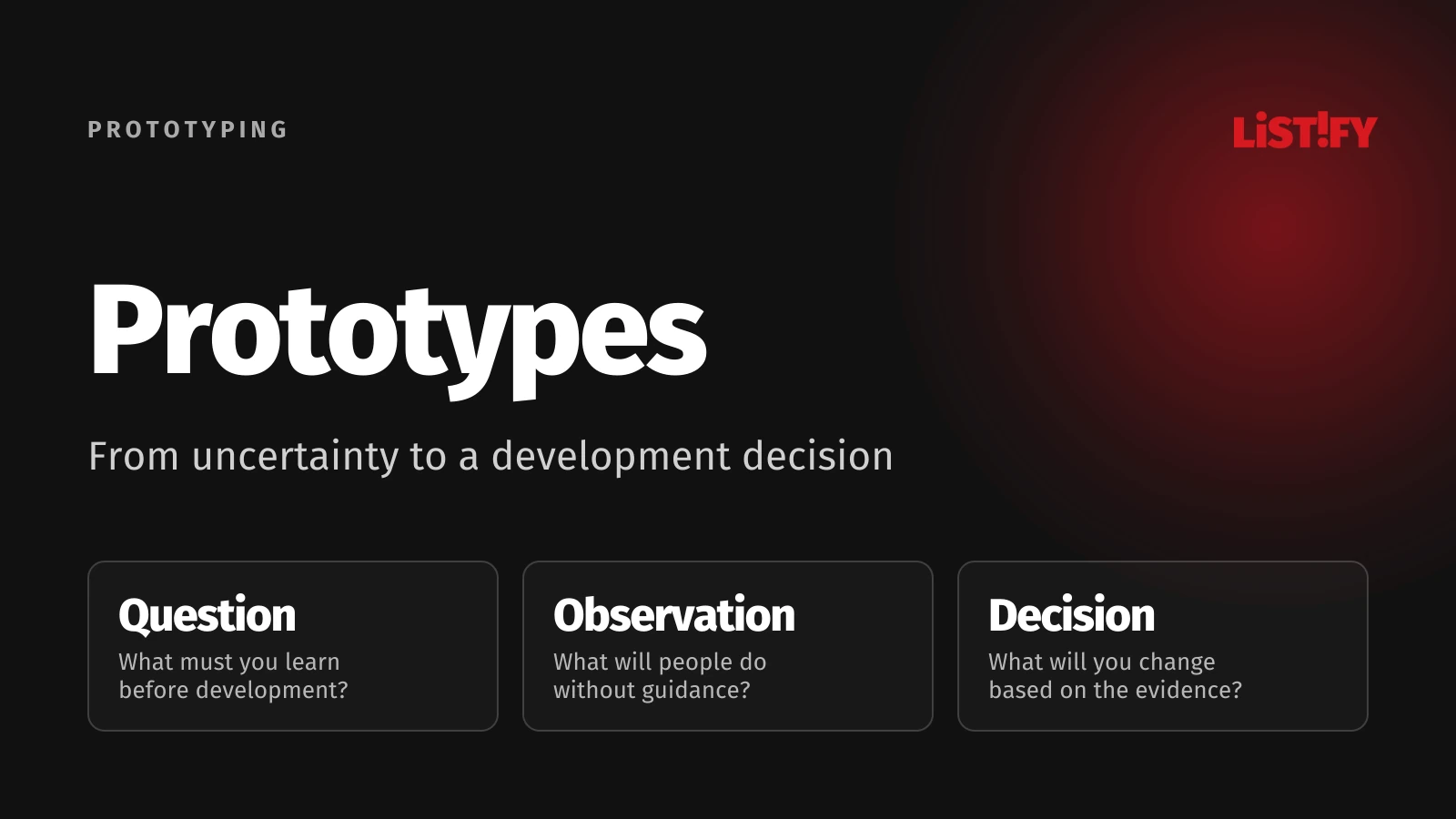 Wireframes and prototypes: a question, an observation and a decision before development.