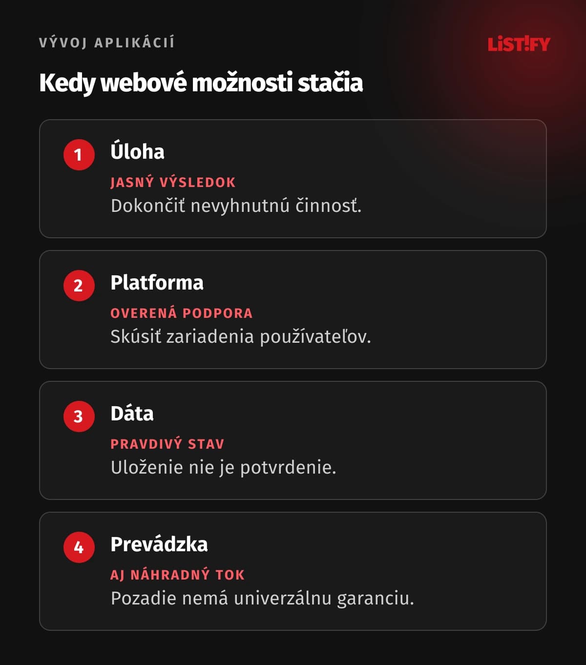 Rozhodovanie o PWA podľa úlohy, platformy, dát a prevádzky