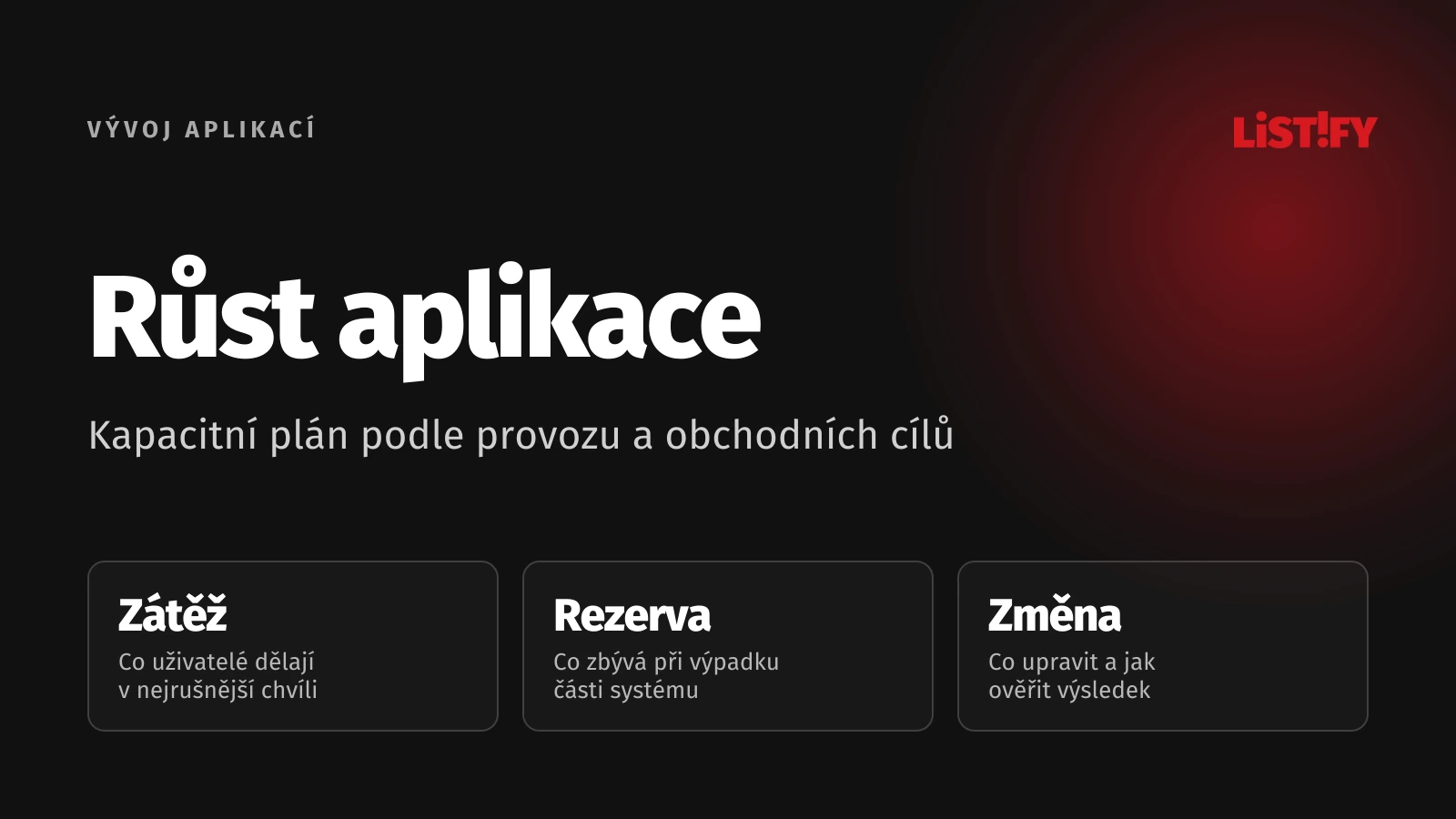 Škálování rostoucí aplikace: změřit poptávku, ověřit kapacitní rezervu a naplánovat změnu.