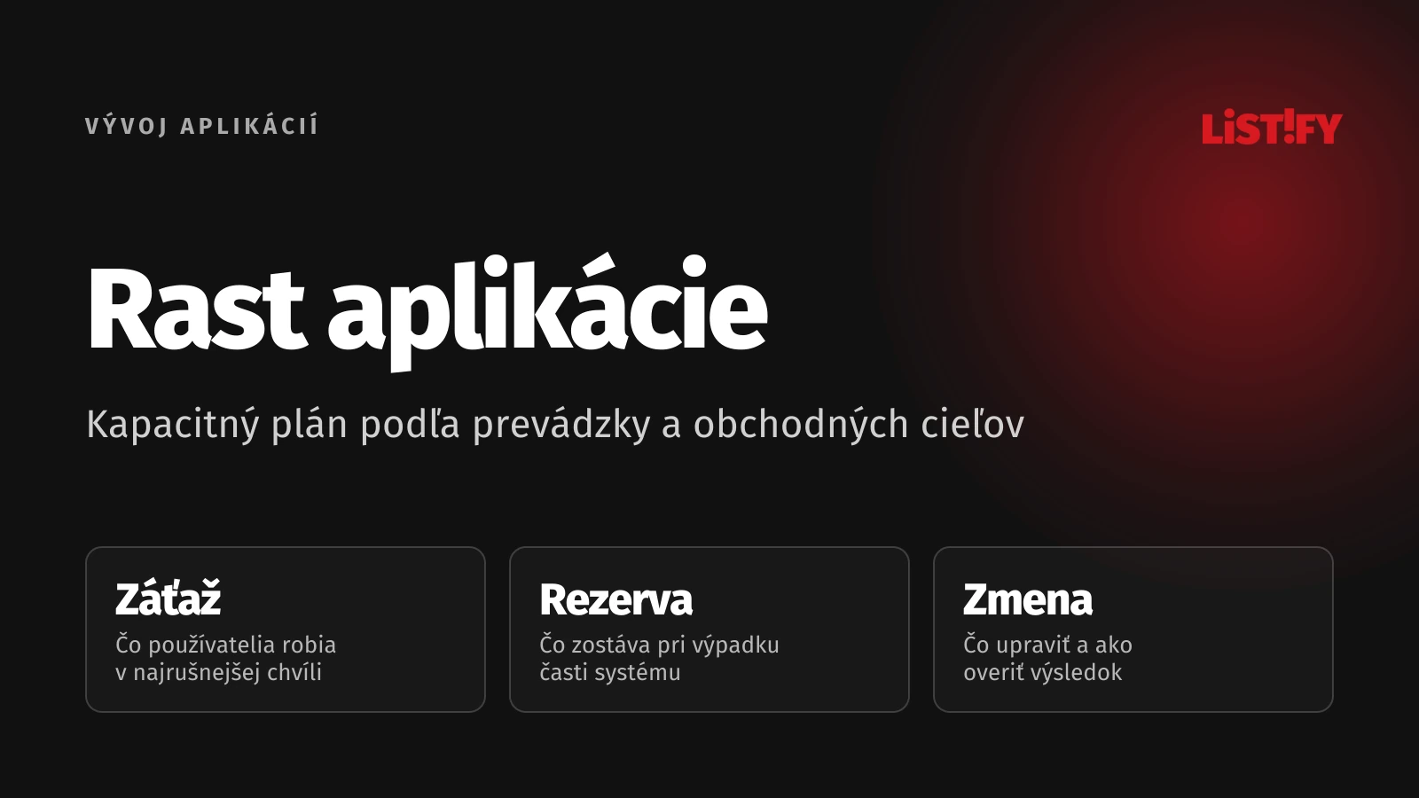 Škálovanie rastúcej aplikácie: zmerať dopyt, overiť kapacitnú rezervu a naplánovať zmenu.