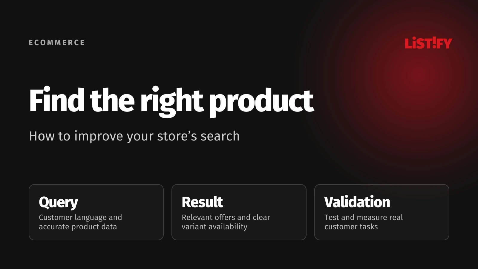 Ecommerce search: the query, a relevant result and meaningful measurement