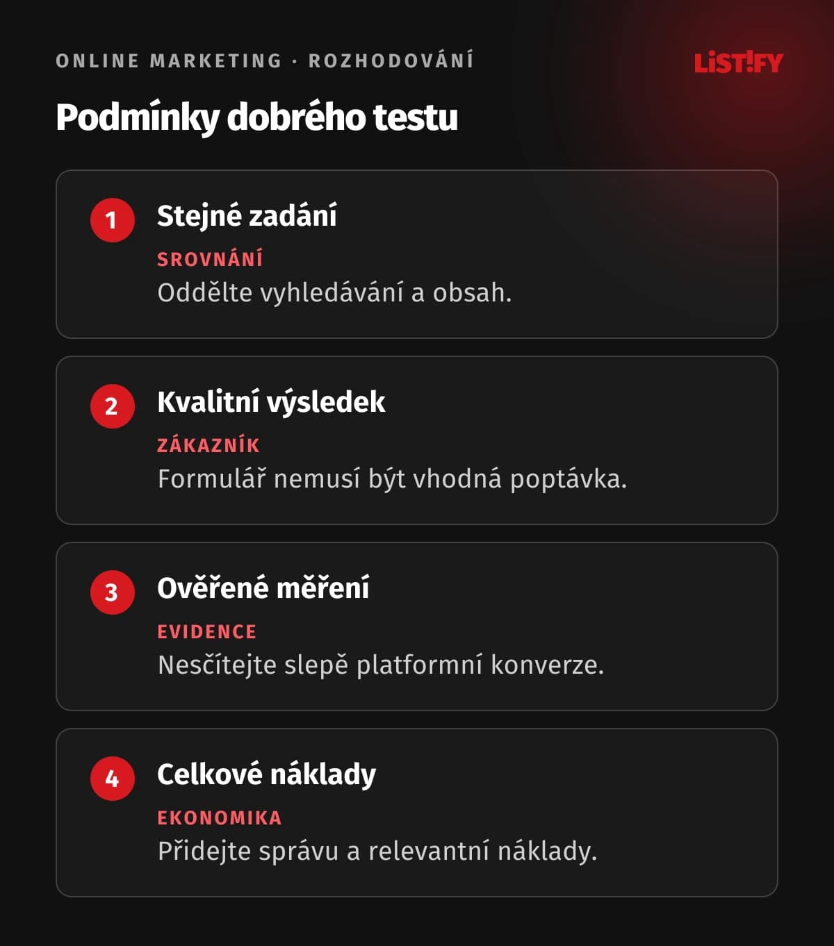 Čtyři podmínky srovnání Skliku a Google Ads: stejné zadání, kvalita výsledku, měření a celkové náklady