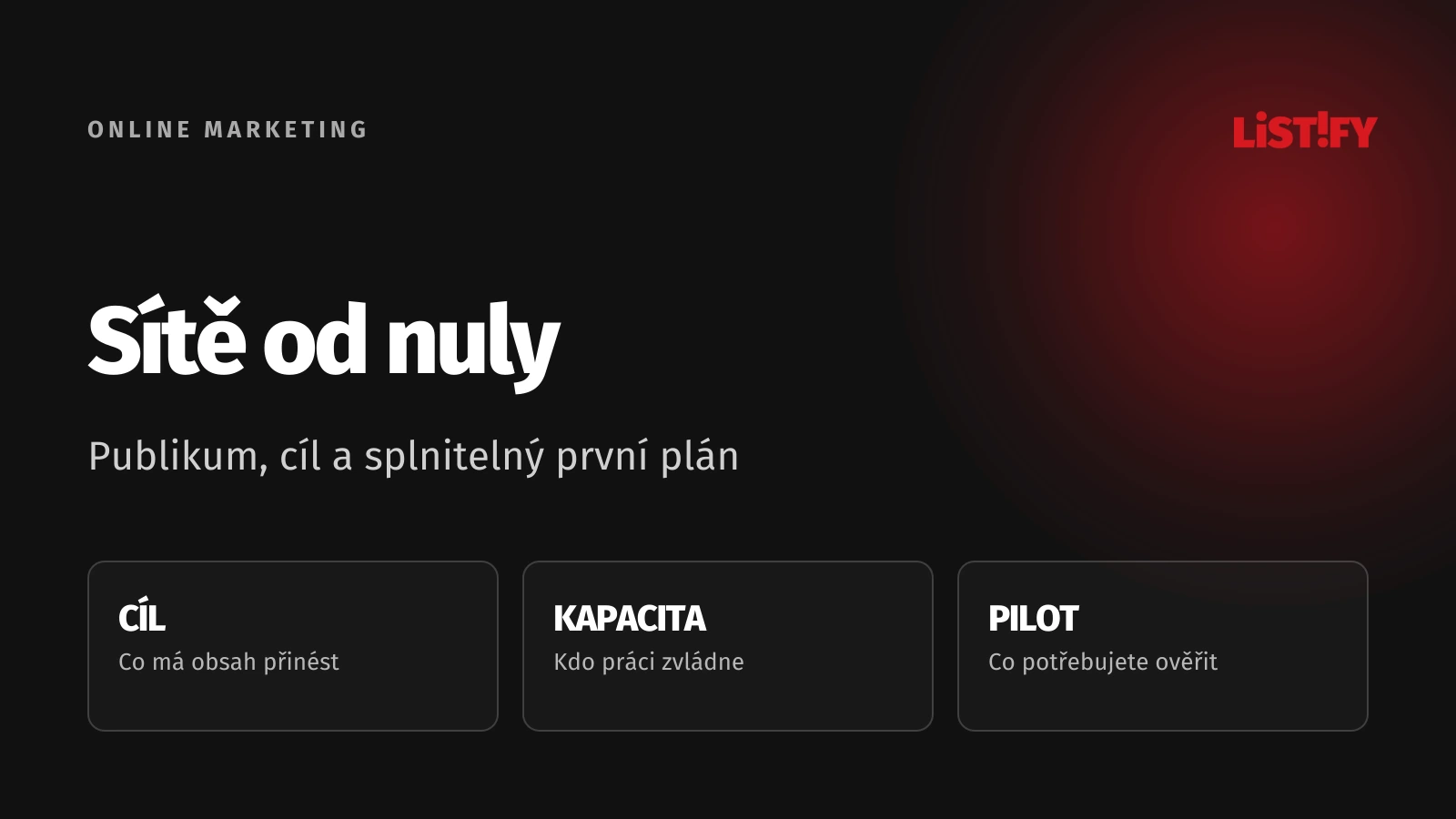 Strategie sociálních sítí od nuly: audit, cíl a řízený pilot