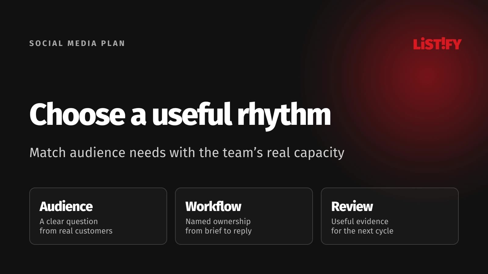 Match audience needs with the team’s real capacity