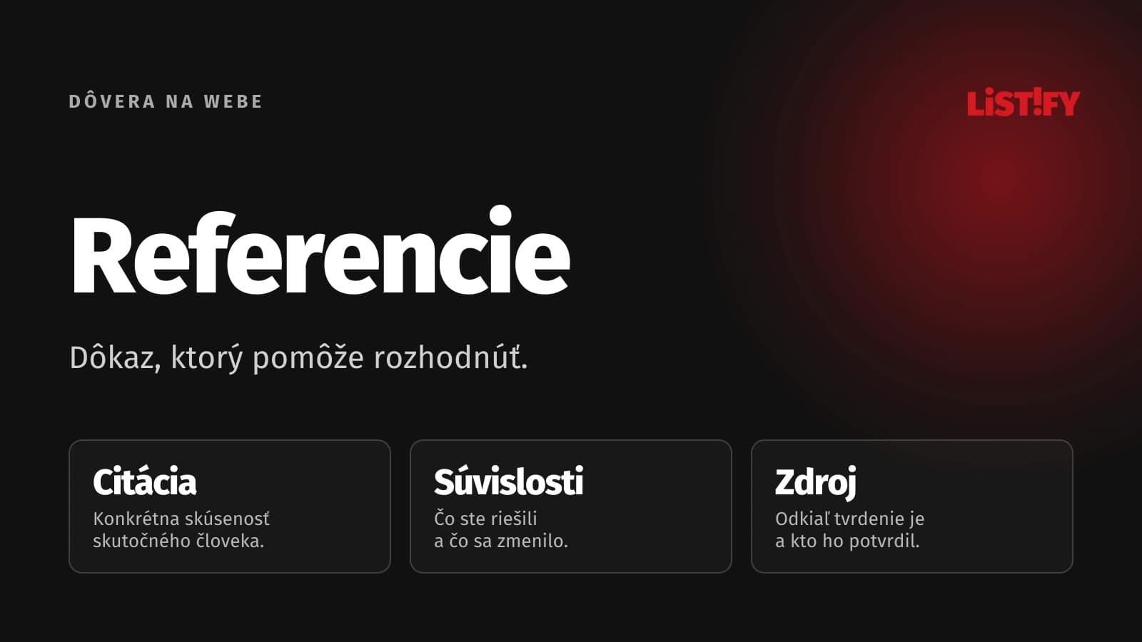 Tri formy dôvery na webe: konkrétna citácia klienta, doložená prípadová štúdia a verejná recenzia.