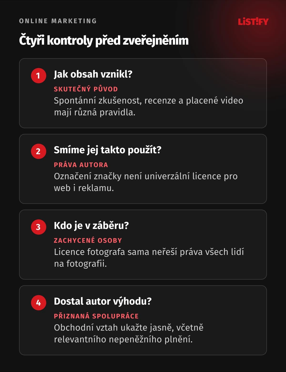 Čtyři kontroly před použitím UGC: skutečný původ, práva autora, zachycené osoby a přiznání spolupráce