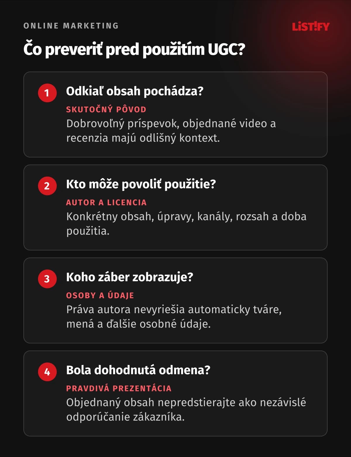 Štyri kontrolné otázky k UGC: pôvod obsahu, oprávnenie autora, práva zobrazených osôb a pravdivý kontext odmeny