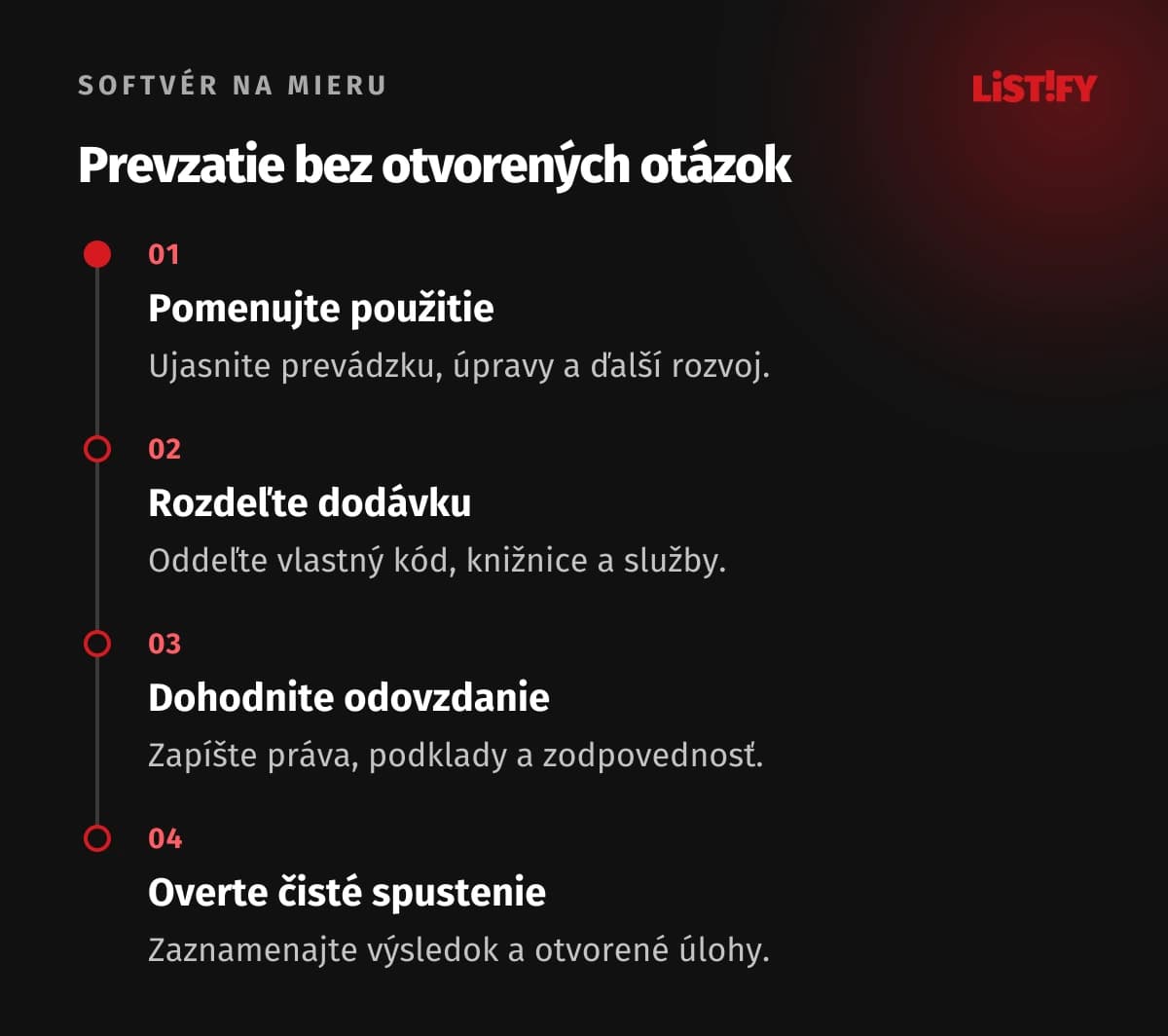 Postup kontroly od plánovaného použitia cez zmluvu a technické podklady po skúšku prevzatia.